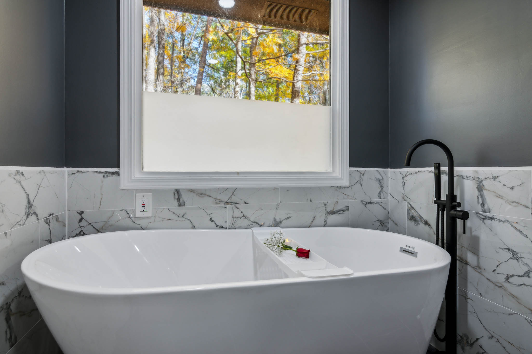 Relaxing spa bathroom retreat near Atlanta - romantic soaking tub for couples getaway Douglasville Georgia